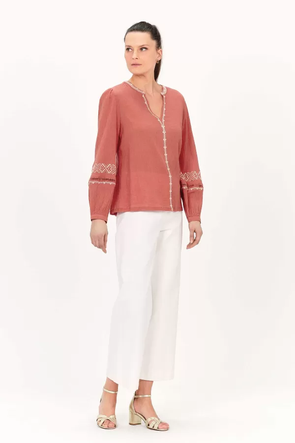 Cheap CAROLL Blouse Cazur Femme Marron Fonce