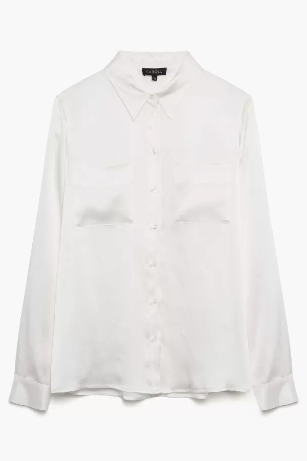 Best Sale CAROLL Chemise Jeanne B En Soie Femme Ivoire