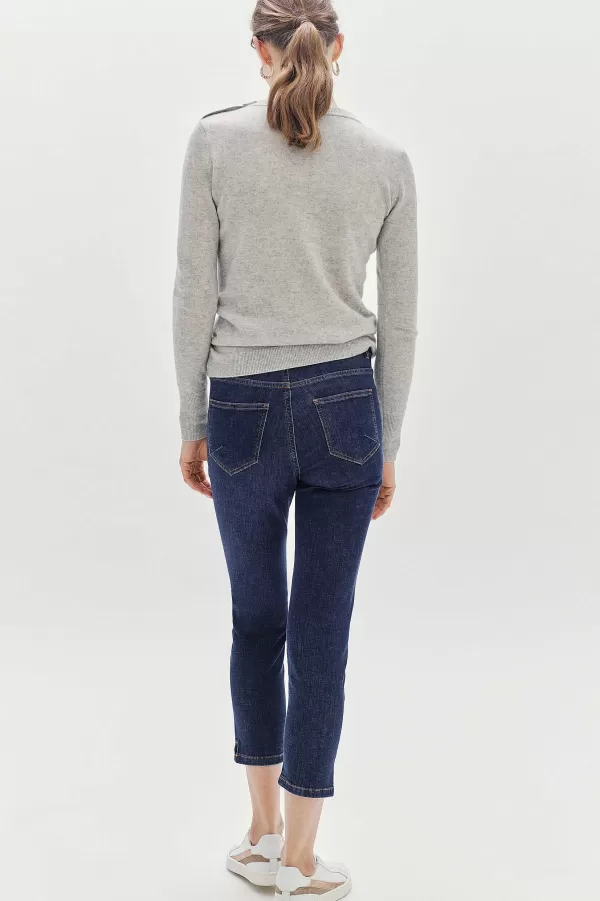Fashion CAROLL Jean Pantacourt Caleb B Femme Denim Double Stone