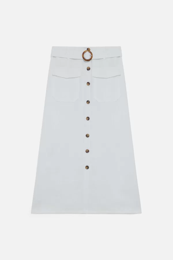 Clearance CAROLL Jupe Agnes 100% Lin Femme Blanc