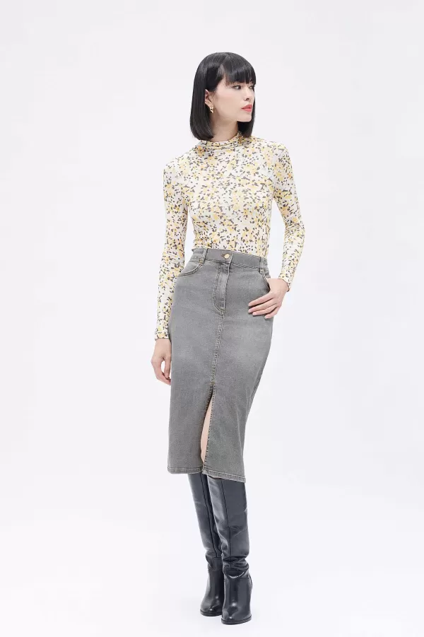 Best CAROLL Jupe Jolin Femme Gris Clair