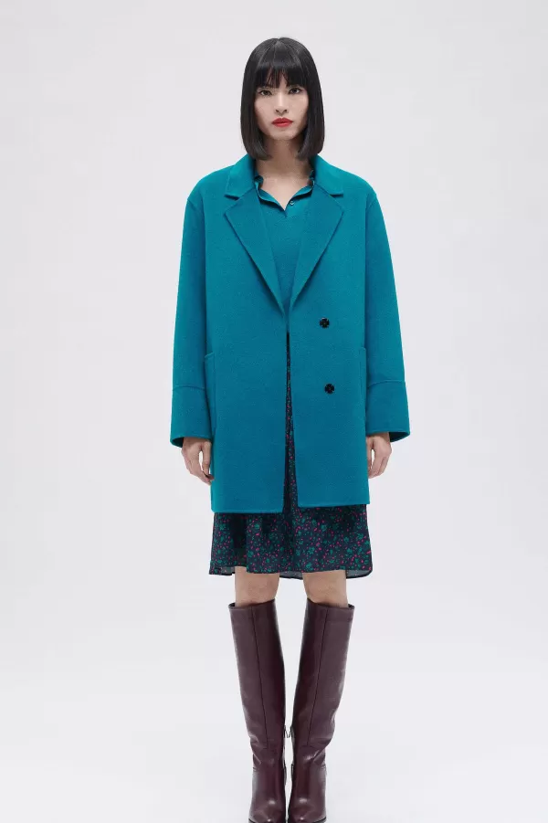 Fashion CAROLL Manteau Ginger Femme Bleu Turquoise