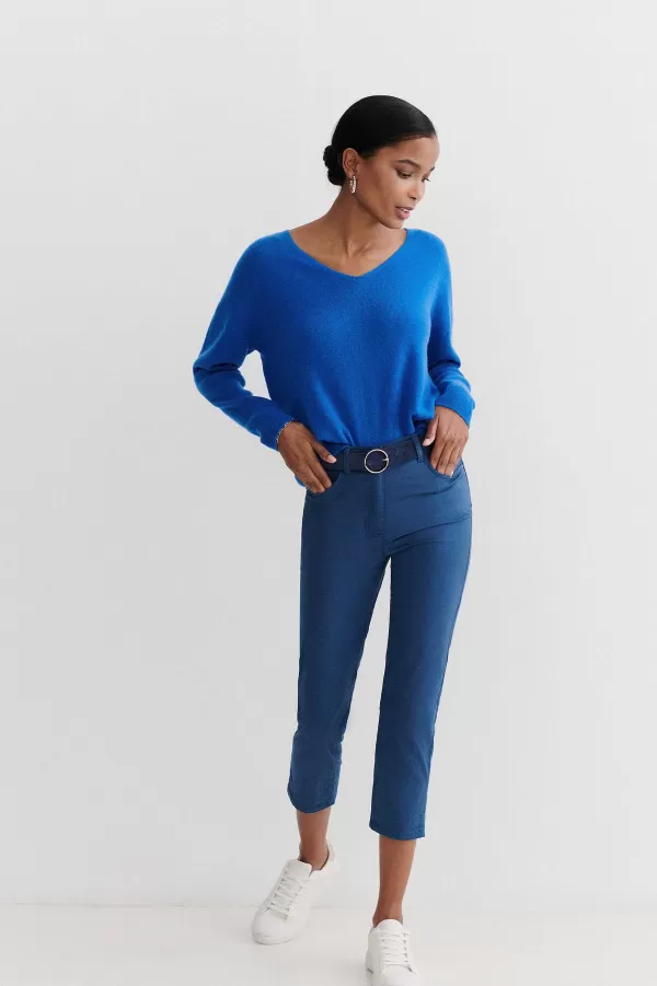 Cheap CAROLL Pantacourt Mason Femme Denim Stone