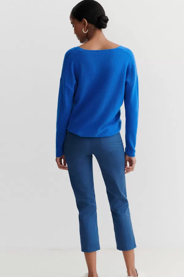 Cheap CAROLL Pantacourt Mason Femme Denim Stone