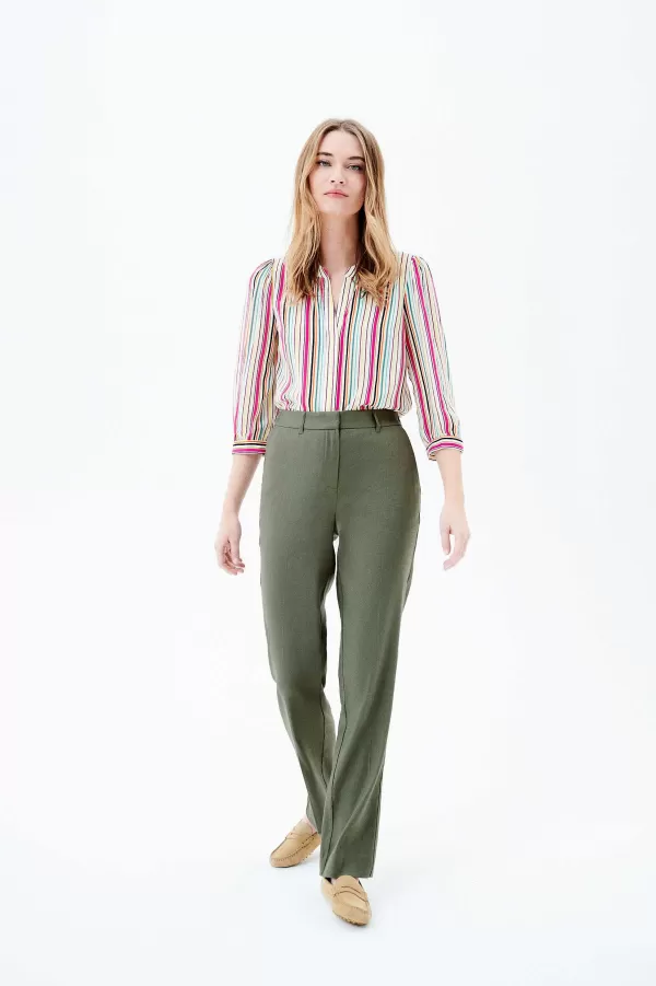 Best CAROLL Pantalon Pierrot Femme Vert Kaki