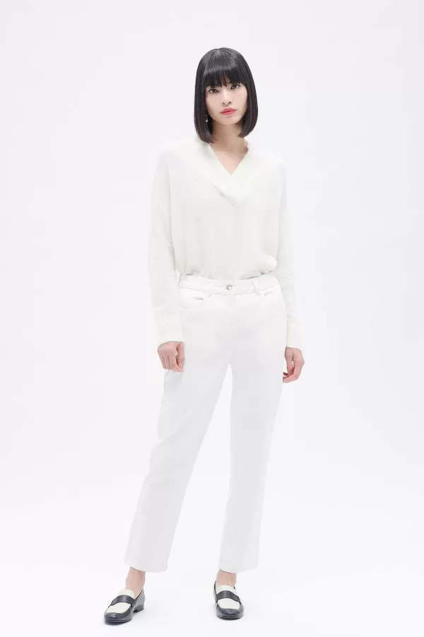 Best CAROLL Pantalon Piper Femme Ivoire