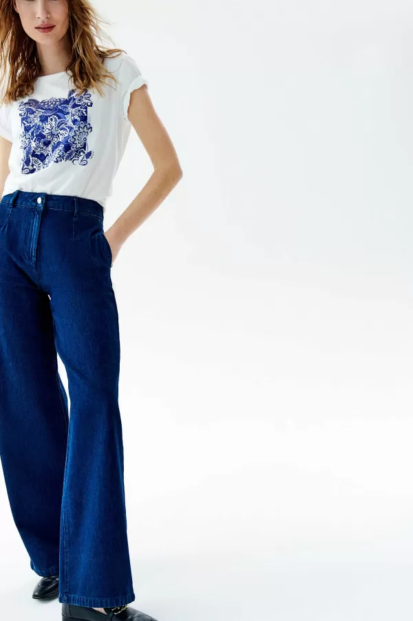 Best Sale CAROLL Pantalon Polar Femme Denim Stone