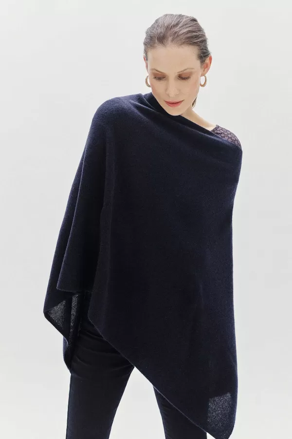Cheap CAROLL Poncho Baltimore 100% Cachemire Femme Bleu Marine