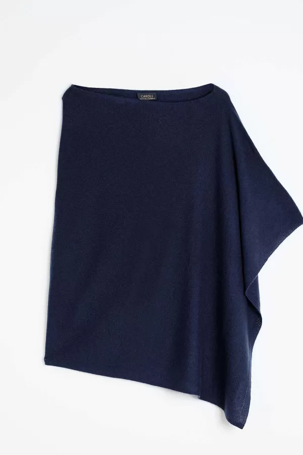 Cheap CAROLL Poncho Baltimore 100% Cachemire Femme Bleu Marine