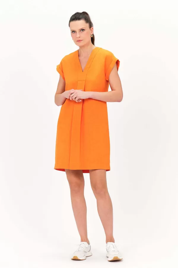 Best CAROLL Robe Mirabelle 100% Lin Femme Orange